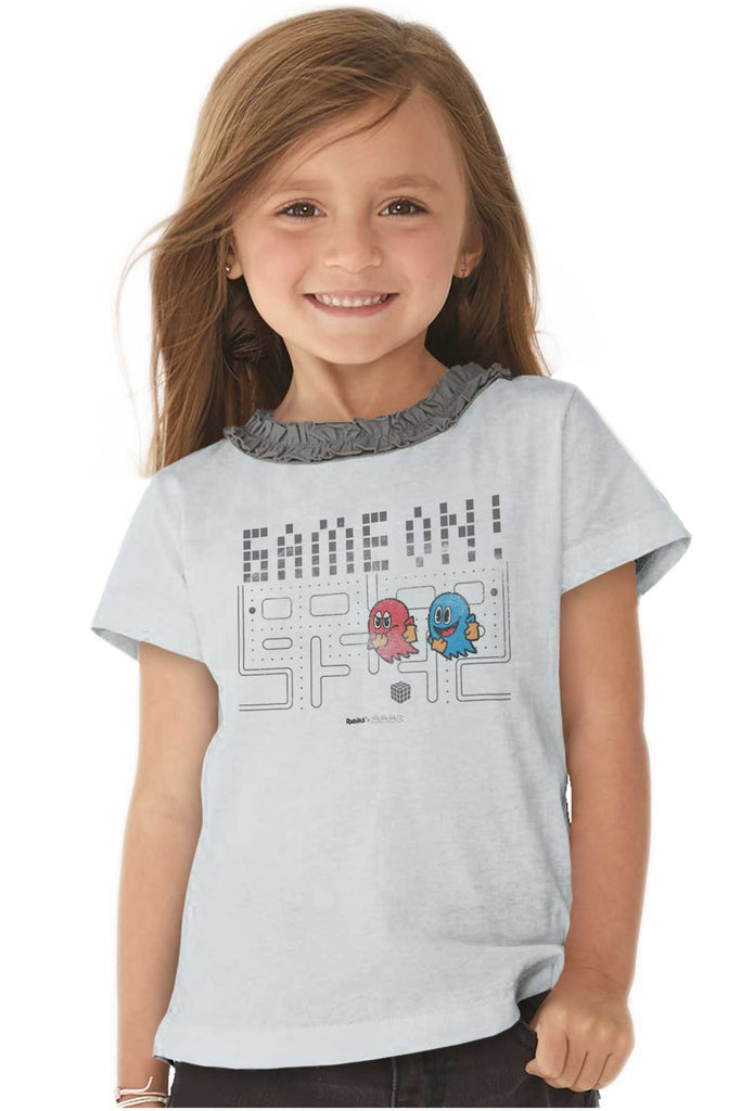 Pac-Man Ghosts Toddler Ruffled Trim T-Shirt-Direct To Garment Print-Brisco Baby