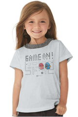 Pac-Man Ghosts Toddler Ruffled Trim T-Shirt-Direct To Garment Print-Brisco Baby