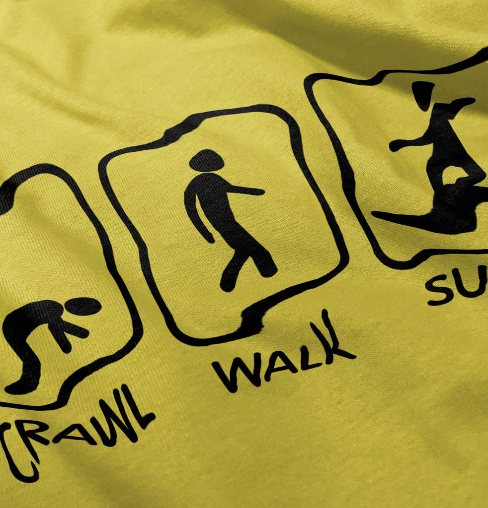 Crawl Walk Surf Romper Bodysuit-Direct To Garment Print-Brisco Baby