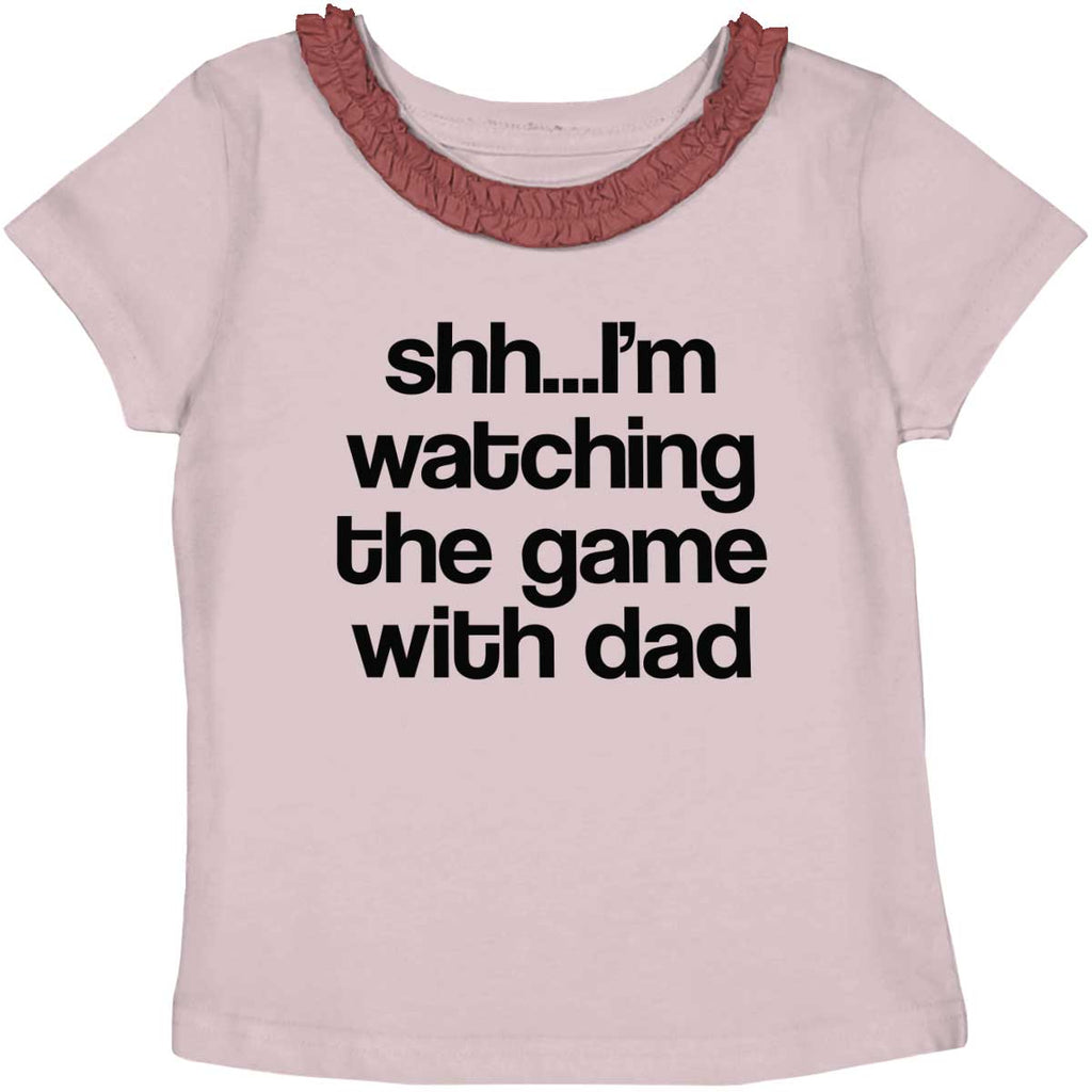 Watching the Game Toddler Ruffled Trim T-Shirt-Direct To Garment Print-Brisco Baby