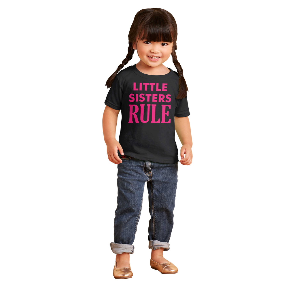 Little Sisters Rule Infant Toddler T Shirt-Direct To Garment Print-Brisco Baby