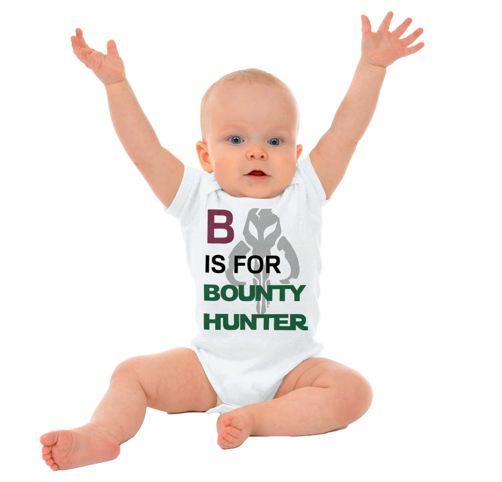 B Is For Bounty Hunter Romper Bodysuit-Direct To Garment Print-Brisco Baby