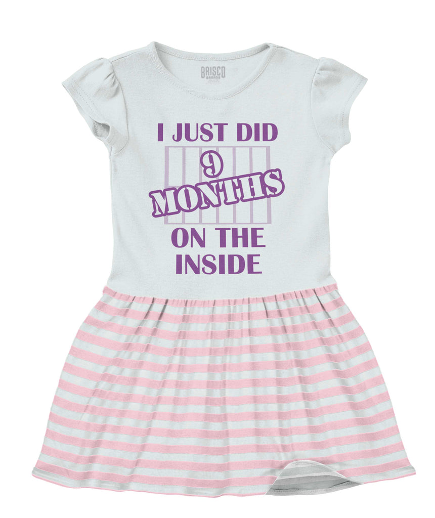 9 Months On The Inside Baby Striped Skirt Dress-Direct To Garment Print-Brisco Baby