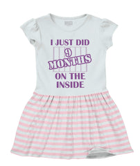9 Months On The Inside Baby Striped Skirt Dress-Direct To Garment Print-Brisco Baby