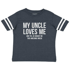 Uncle Loves Me Bough Toddler Football Jersey Tee-Direct To Garment Print-Brisco Baby