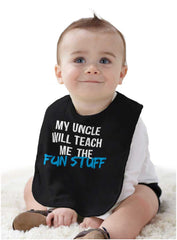Uncle Teaches Fun Stuff Infant Baby Bib-Direct To Garment Print-Brisco Baby