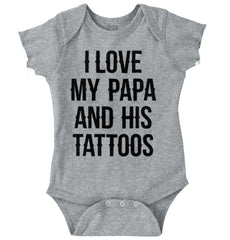I Love Papa And Tattoos Romper Bodysuit-Direct To Garment Print-Brisco Baby