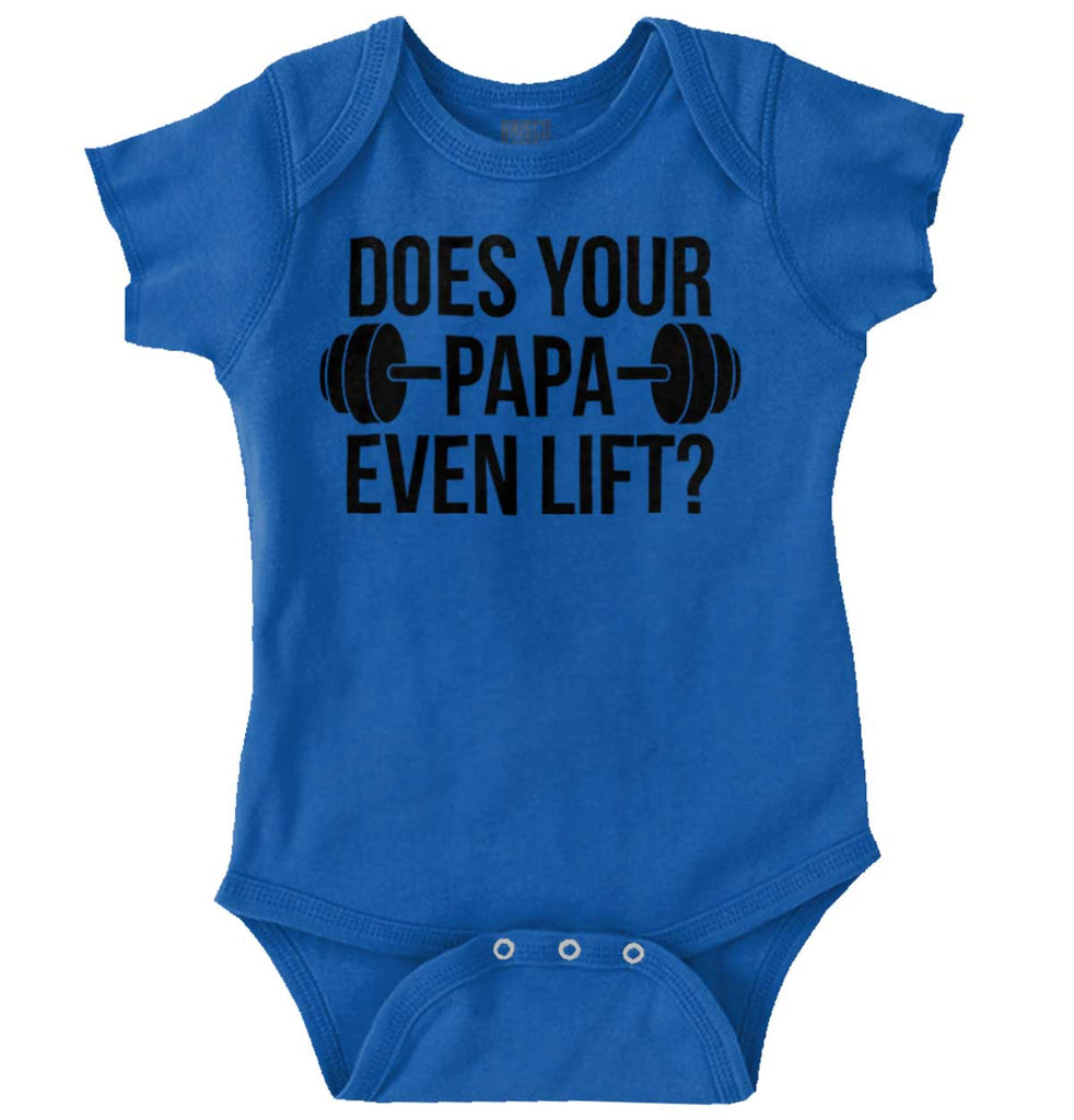 Does Your Papa Lift? Romper Bodysuit-Direct To Garment Print-Brisco Baby