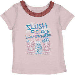 Slush O Clock Somewhere Toddler Ruffled Trim T-Shirt-Direct To Garment Print-Brisco Baby