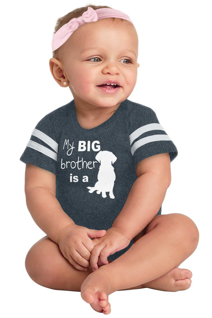 Brother is a Dog Football Romper Bodysuit-Direct To Garment Print-Brisco Baby