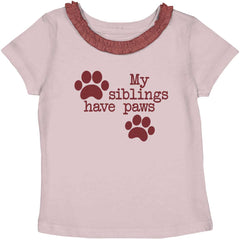 Siblings have paws Toddler Ruffled Trim T-Shirt-Direct To Garment Print-Brisco Baby