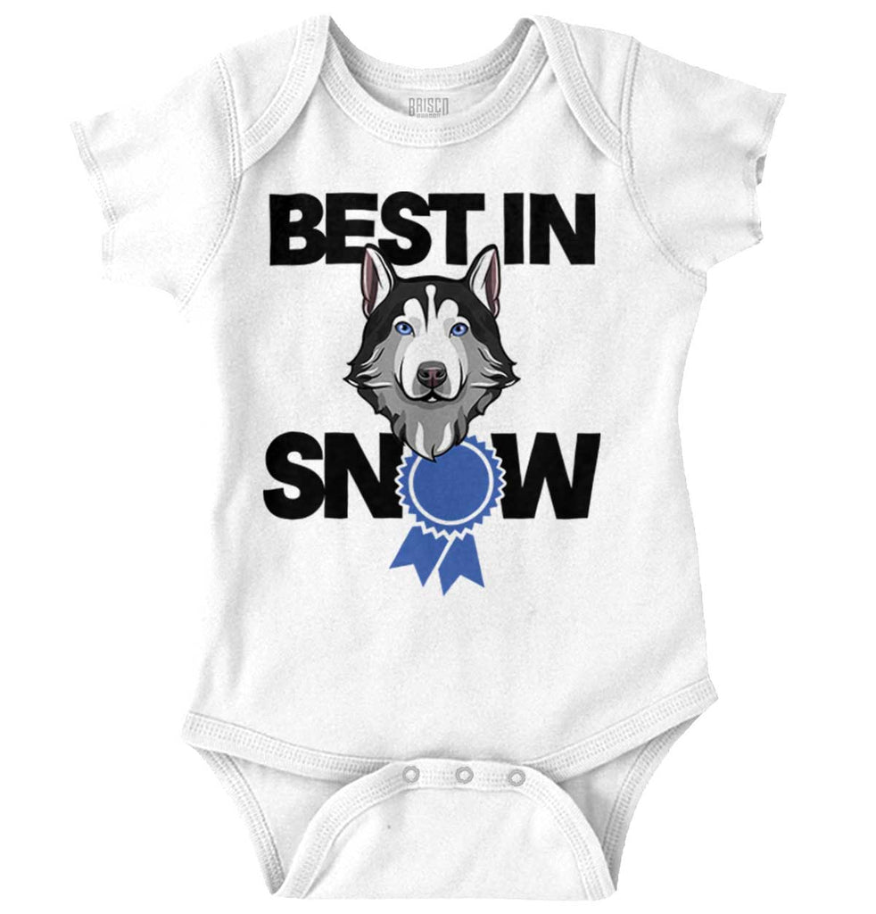 Snow Dog Romper Bodysuit-Direct To Garment Print-Brisco Baby