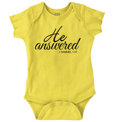 He Answered Romper Bodysuit-Direct To Garment Print-Brisco Baby