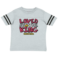 Loved By The King Toddler Football Jersey Tee-Direct To Garment Print-Brisco Baby