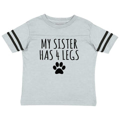 Sister has 4 legs Toddler Football Jersey Tee-Direct To Garment Print-Brisco Baby