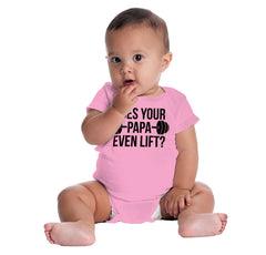 Does Your Papa Lift? Romper Bodysuit-Direct To Garment Print-Brisco Baby