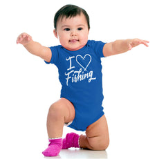 I Love Fishing Romper Bodysuit-Direct To Garment Print-Brisco Baby