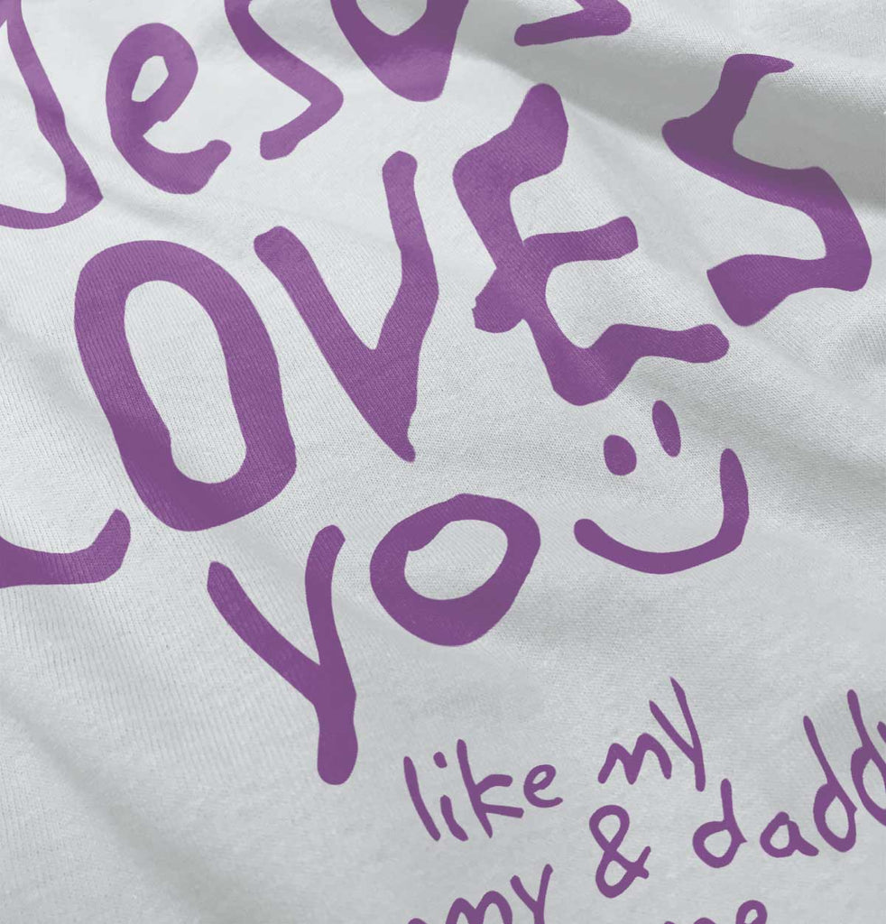 Jesus Loves You Toddler Ruffle Bottom Tee-Direct To Garment Print-Brisco Baby