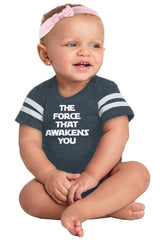 Force Awakens You Football Romper Bodysuit-Direct To Garment Print-Brisco Baby