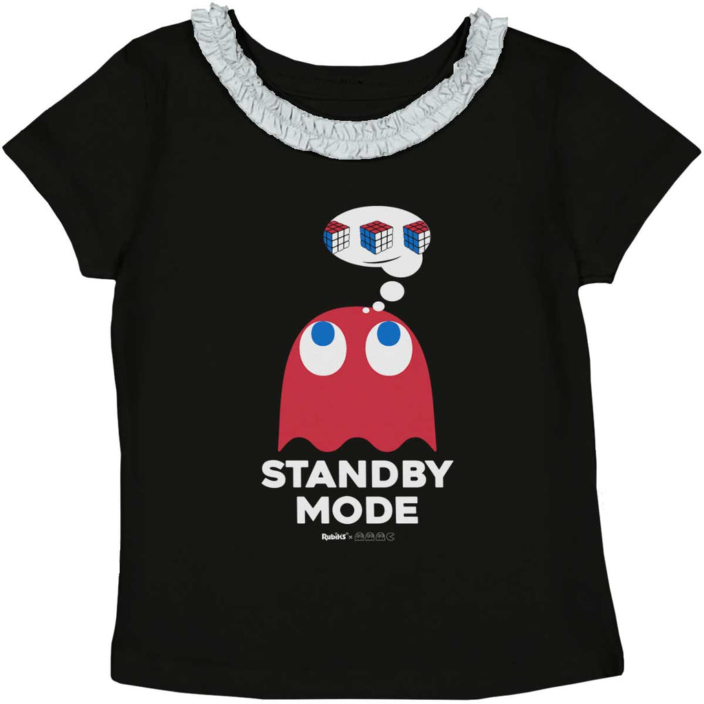 Standby Mode Toddler Ruffled Trim T-Shirt-Direct To Garment Print-Brisco Baby