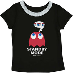 Standby Mode Toddler Ruffled Trim T-Shirt-Direct To Garment Print-Brisco Baby