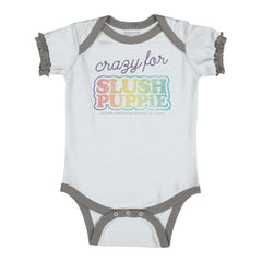 Crazy For Slush Puppie Baby Ruffled Trim Romper-Direct To Garment Print-Brisco Baby