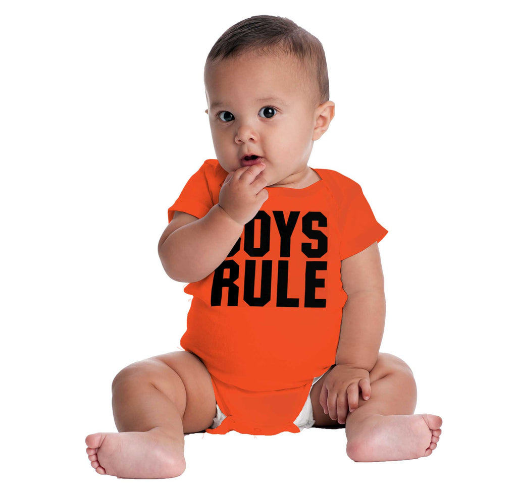 Boys Rule Romper Bodysuit-Direct To Garment Print-Brisco Baby