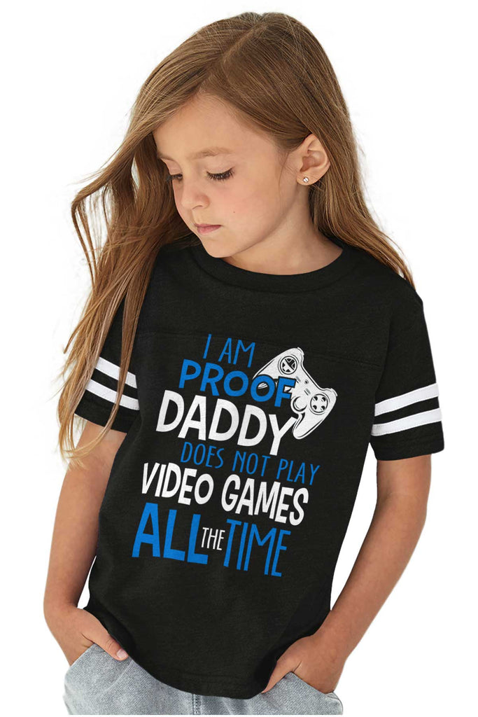 Daddy Plays Video Games Toddler Football Jersey Tee-Direct To Garment Print-Brisco Baby