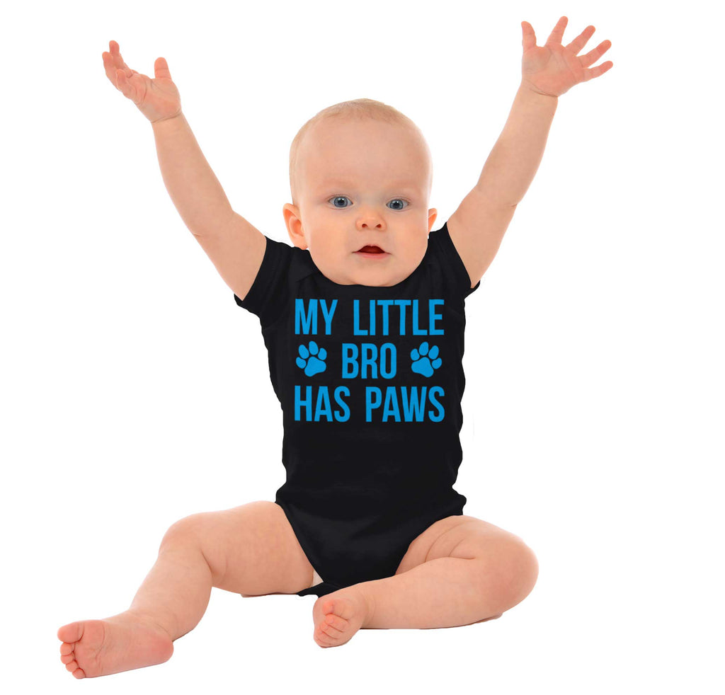My Little Bro Has Paws Romper Bodysuit-Direct To Garment Print-Brisco Baby