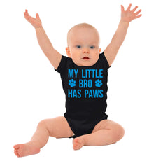 My Little Bro Has Paws Romper Bodysuit-Direct To Garment Print-Brisco Baby