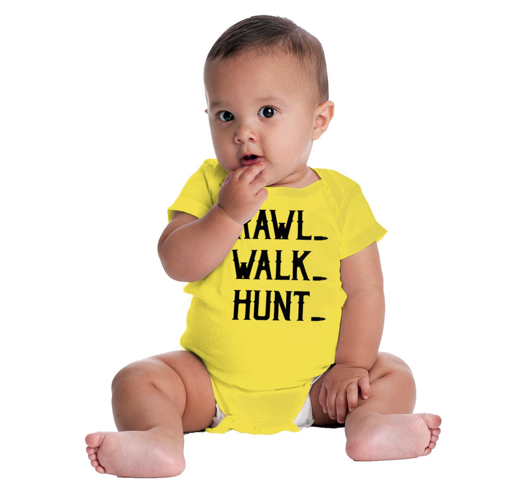 Crawl Walk Hunt Baby Romper Bodysuit-Direct To Garment Print-Brisco Baby