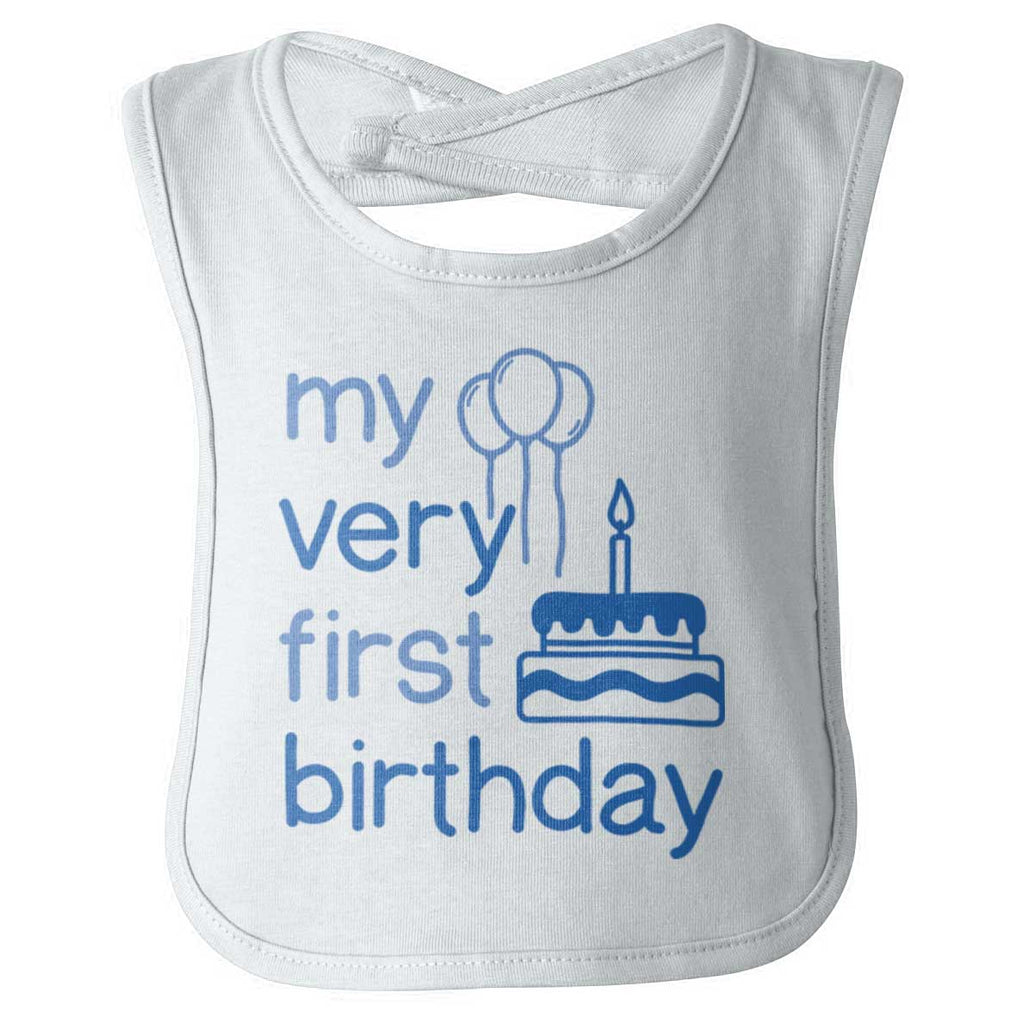Very First Birthday Infant Baby Bib-Direct To Garment Print-Brisco Baby