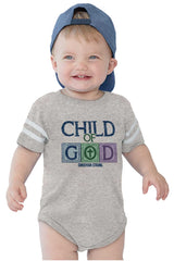 Child of God Football Romper Bodysuit-Direct To Garment Print-Brisco Baby