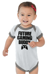 Future Gaming Buddy Baby Ruffled Trim Romper-Direct To Garment Print-Brisco Baby