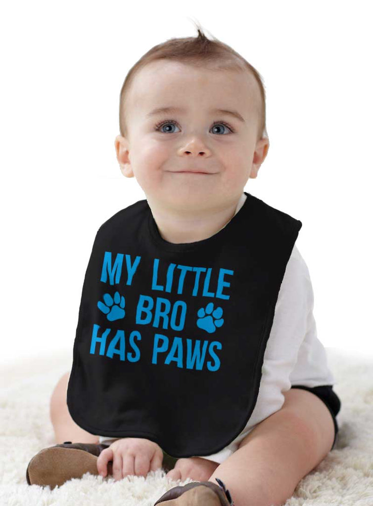 My Little Bro Has Paws Infant Baby Bib-Direct To Garment Print-Brisco Baby