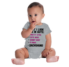 Dachshund Checklist Romper Bodysuit-Direct To Garment Print-Brisco Baby