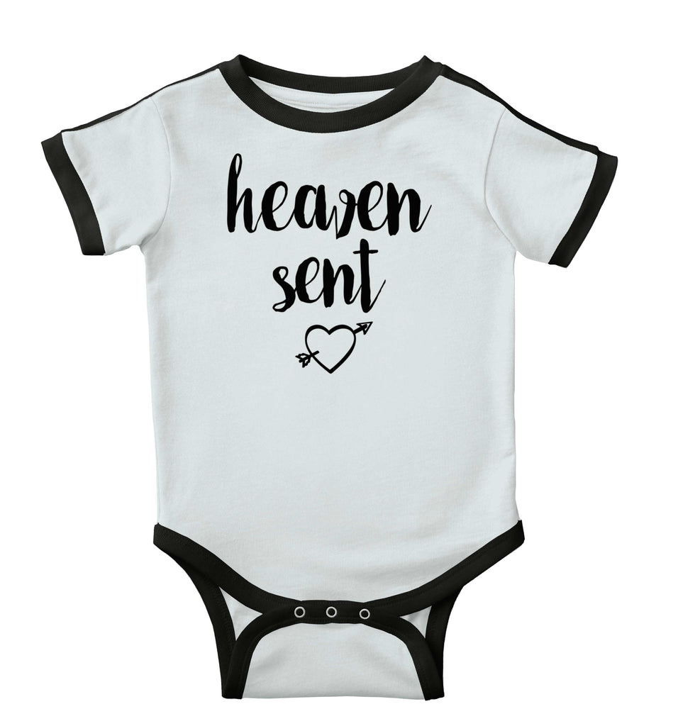 Heaven Sent Ringer Romper Bodysuit-Direct To Garment Print-Brisco Baby
