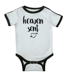 Heaven Sent Ringer Romper Bodysuit-Direct To Garment Print-Brisco Baby