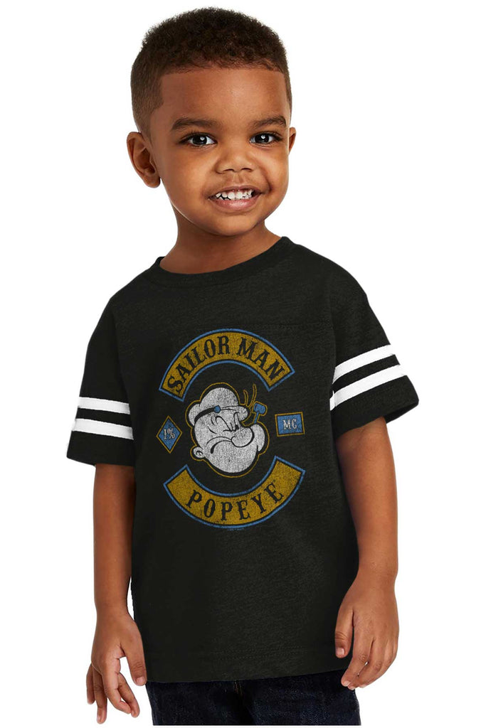 Popeye The Sailor Man Toddler Football Jersey Tee-Direct To Garment Print-Brisco Baby