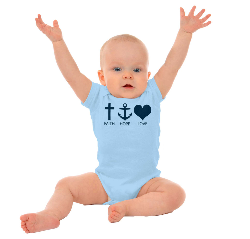 Faith Anchor Love Romper Bodysuit-Direct To Garment Print-Brisco Baby