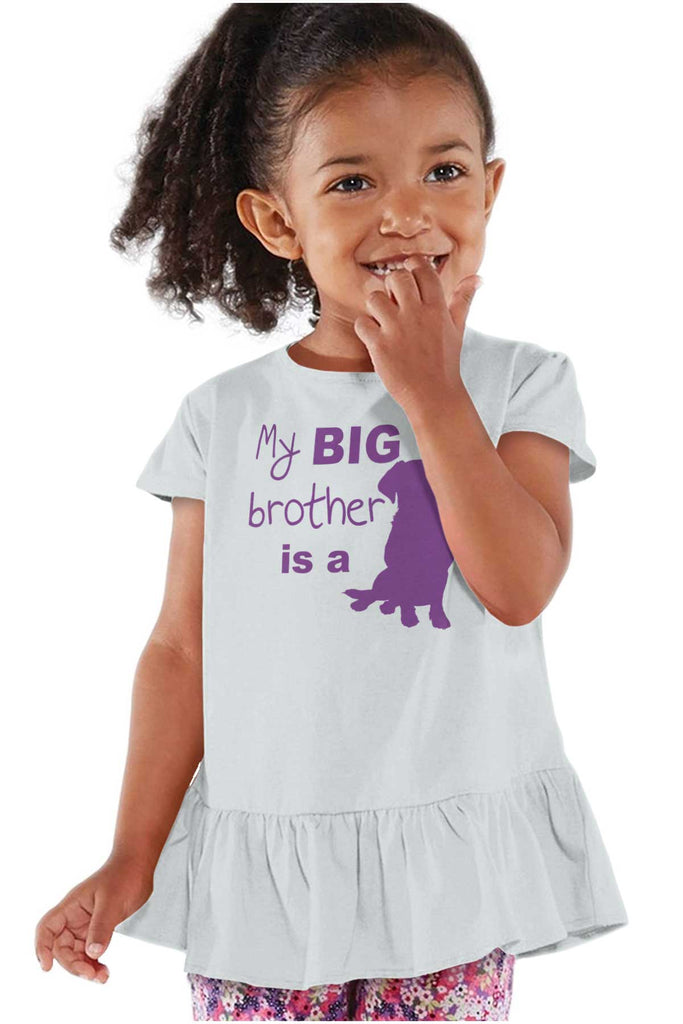 Brother is a Dog Toddler Ruffle Bottom Tee-Direct To Garment Print-Brisco Baby