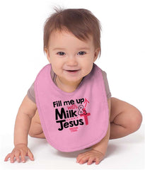 Milk And Jesus Infant Baby Bib-Direct To Garment Print-Brisco Baby