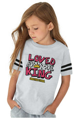 Loved By The King Toddler Football Jersey Tee-Direct To Garment Print-Brisco Baby