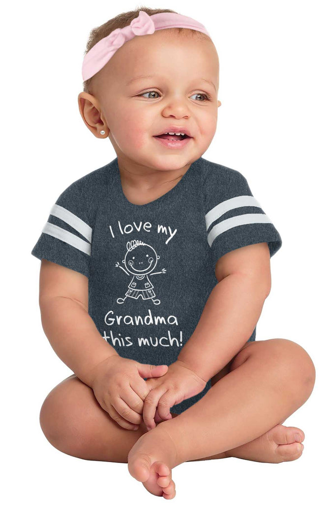Love My Grandma Football Romper Bodysuit-Direct To Garment Print-Brisco Baby