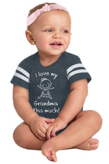 Love My Grandma Football Romper Bodysuit-Direct To Garment Print-Brisco Baby
