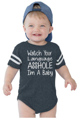 Watch The Language Football Romper Bodysuit-Direct To Garment Print-Brisco Baby