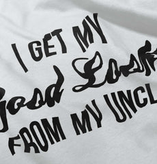 Good Looks From Uncle Infant Baby Bib-Direct To Garment Print-Brisco Baby