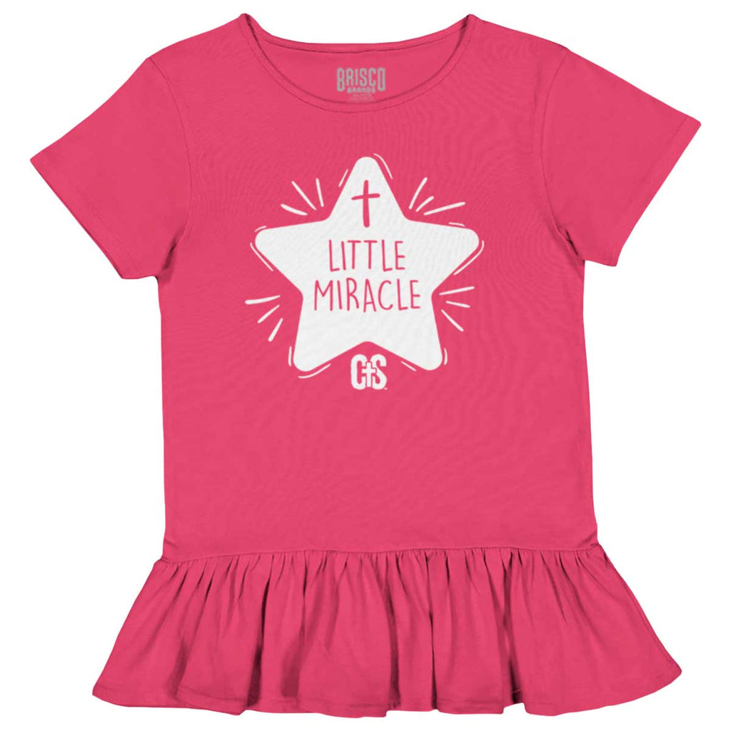 Little Miracle Toddler Ruffle Bottom Tee-Direct To Garment Print-Brisco Baby
