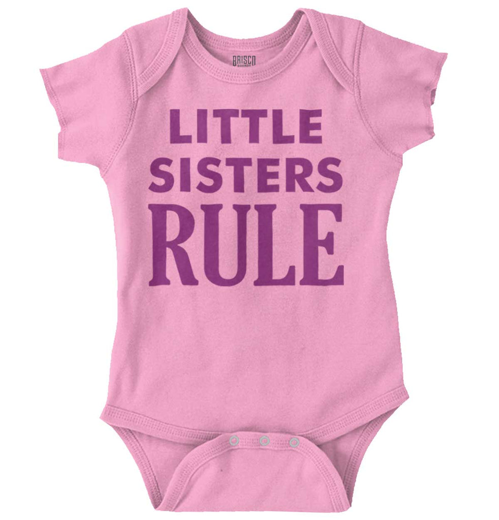 Little Sisters Rule Romper Bodysuit-Direct To Garment Print-Brisco Baby