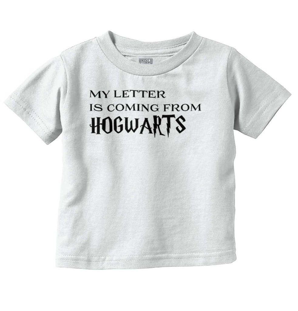 Letter Coming Hogwarts Infant Toddler T Shirt-Direct To Garment Print-Brisco Baby